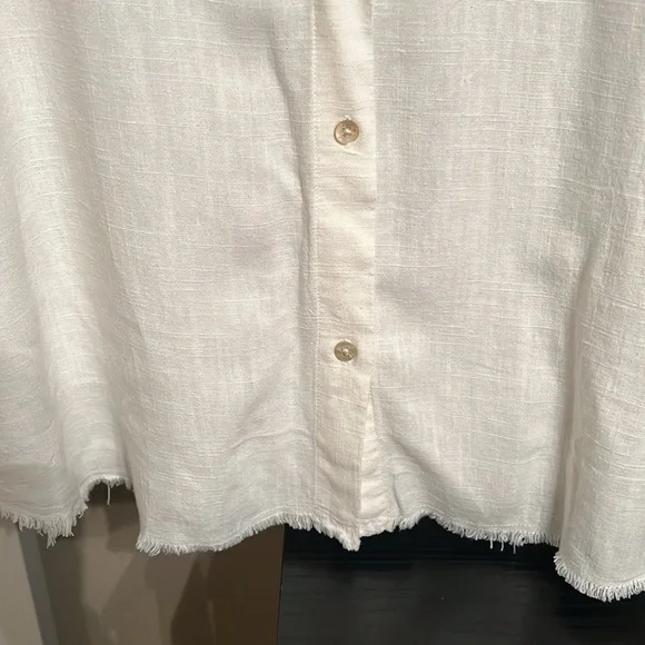 NWT H&M Linen Blend Raw Hem Button Down - Picture 4 of 6